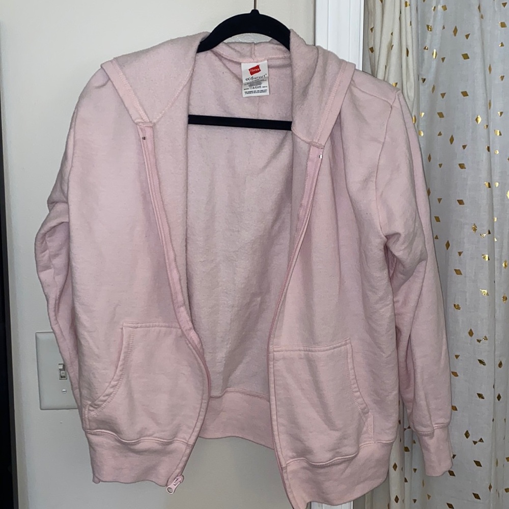 Hanes pink zip up hoodie
